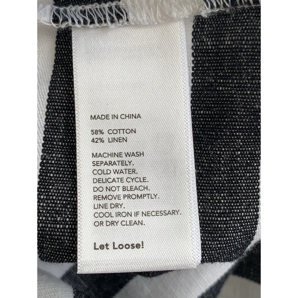 Kate Spade Saturday Linen Cotton Top Minimalist Clean Girl Black White Stripe XL - Picture 6 of 6